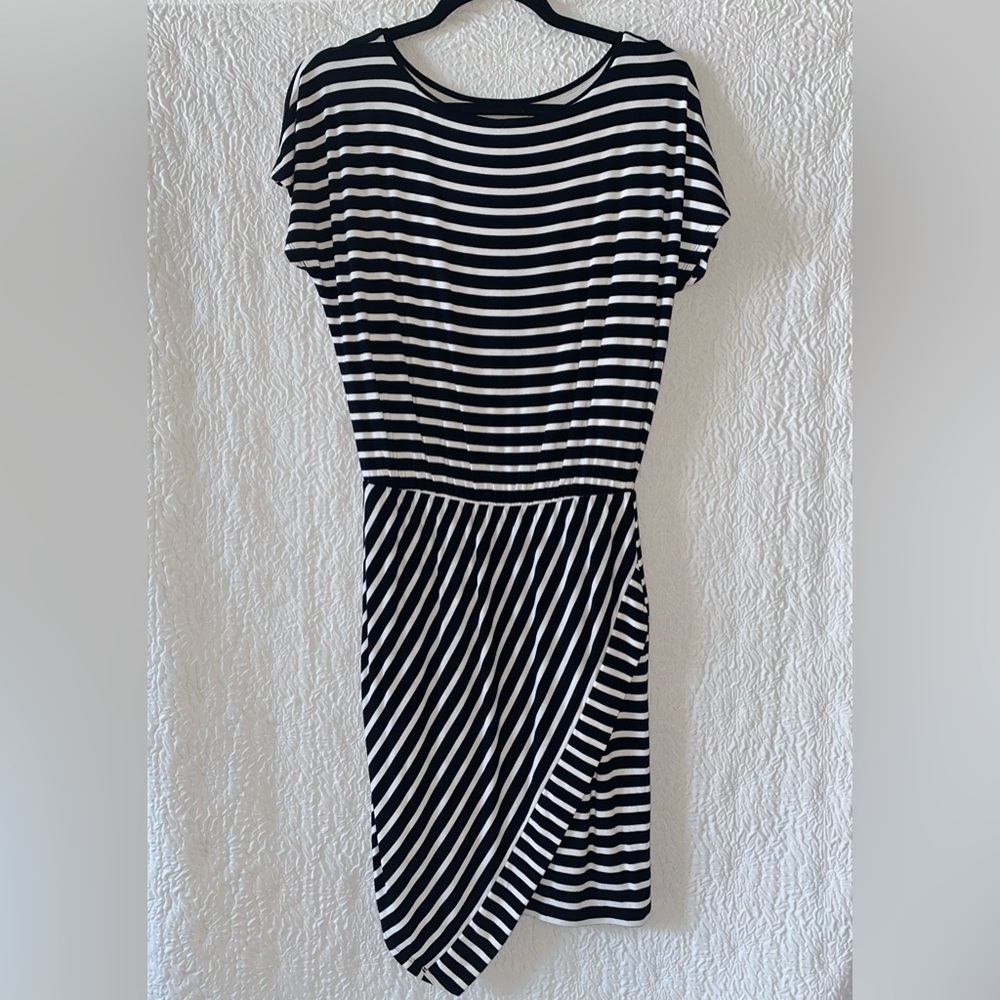 White House Black Market Stripe Wrap Skirt Asymmetrical Dress - Picture 10 of 13